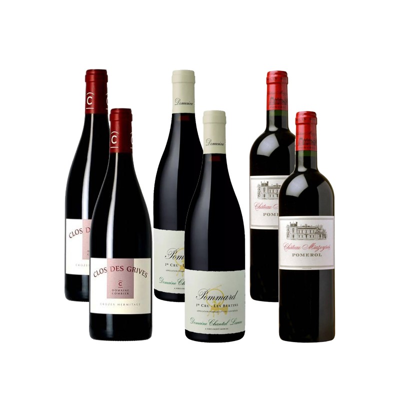 Open case 6 bottles - Bordeaux - Bourgogne -Rhône